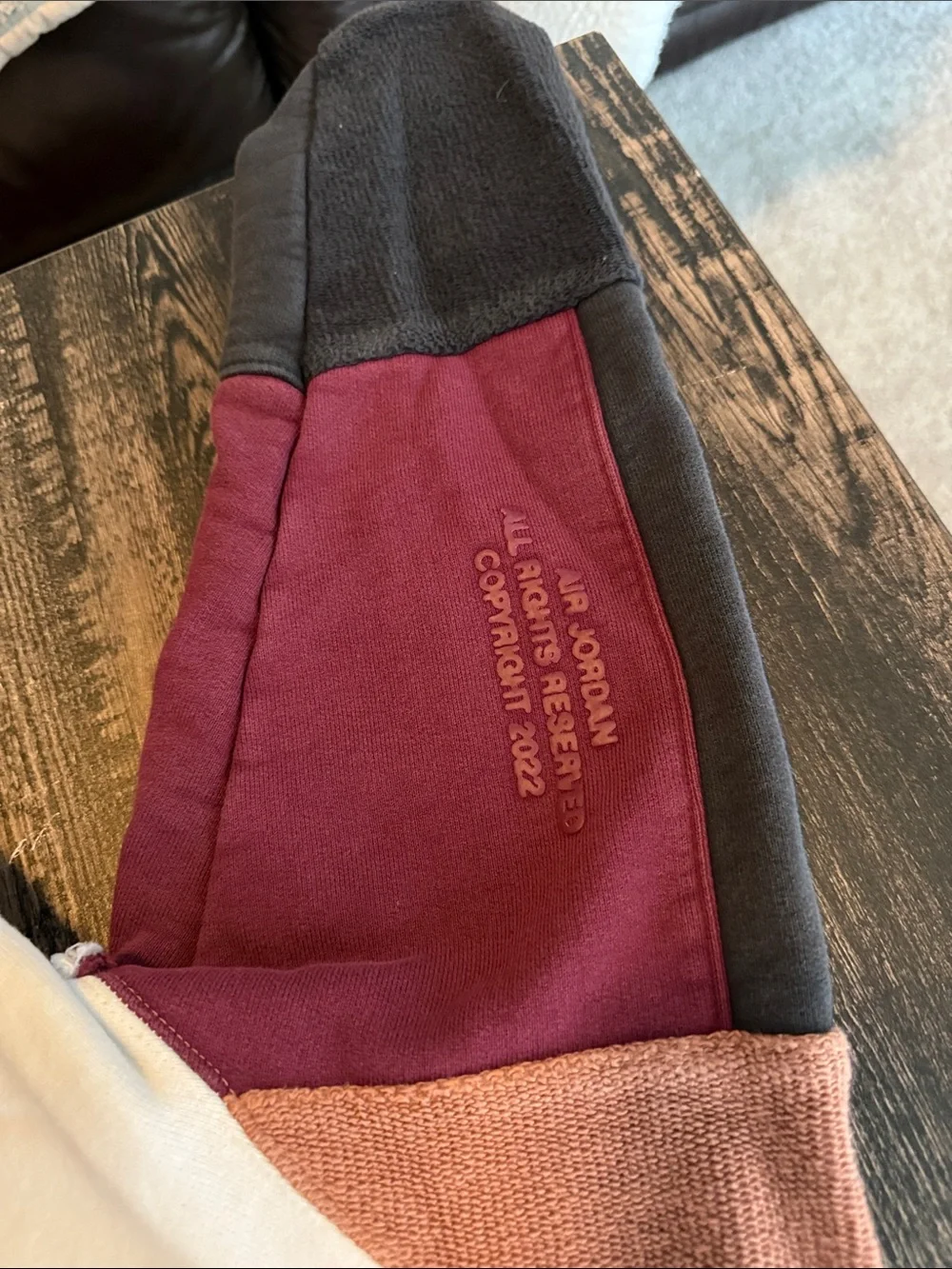 Unique Men’s size small Jordan Colorblock Hoodie in Burgundy, Cream & Rust